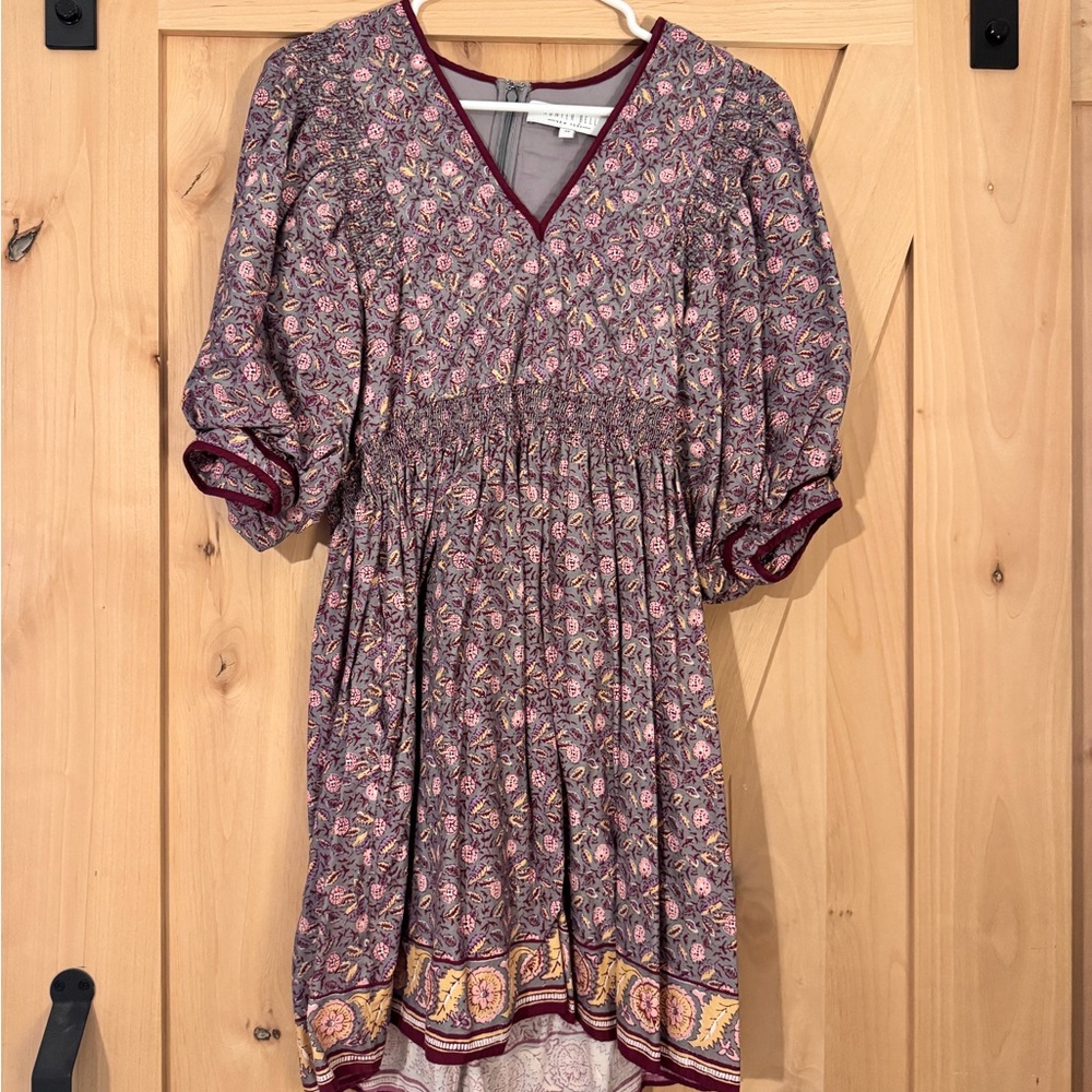 Hunter Bell Purple Sundress with Puff Sleeves and V-Neck